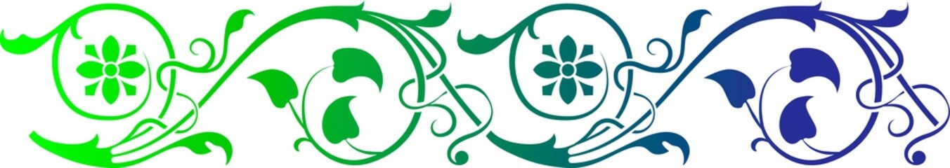 Flower green blue gradient stencil art