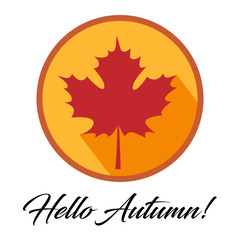 vector iconCard with Autumn Maple Leaf. Vector Illustration. Flat Style.  Autumn Design Collection