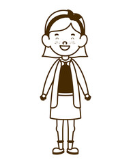 silhouette of student girl standing on white background