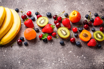 Fruits and berries summer background
