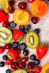 Fruits and berries summer background