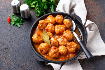Homemade meatballs with tomato sauce