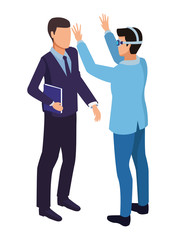 Businessmen using virtual reality technology for business