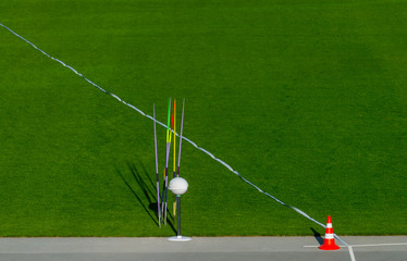 Javelin Thrower sector on grass background. Track and field.
