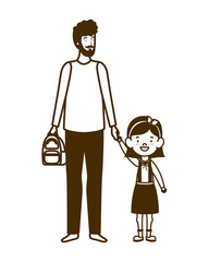 silhouette of father with daughter of back to school