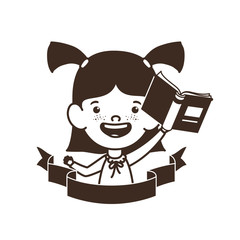 silhouette of student girl with school supplies