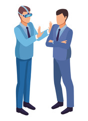Businessmen using virtual reality technology for business