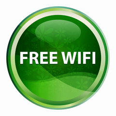 Free Wifi Natural Green Round Button