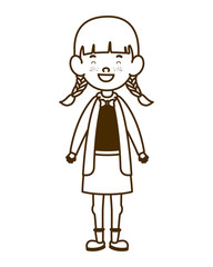 silhouette of student girl standing on white background