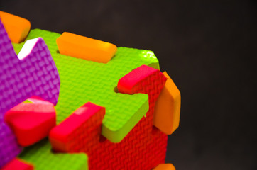 Rainbow stripes, steps with leaves, futurism abstraction on a black background