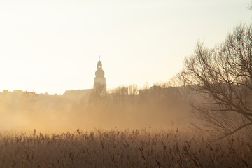 Człuchów zachód słońca mgła jesień park luizy © Dariusz