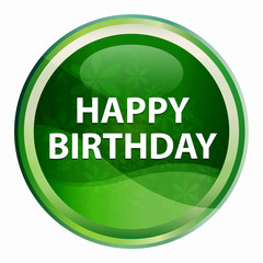 Happy Birthday Natural Green Round Button