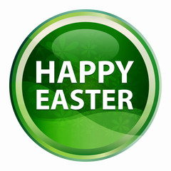 Happy Easter Natural Green Round Button