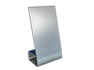 Metal - silver table stand display on white background. 3d rendering