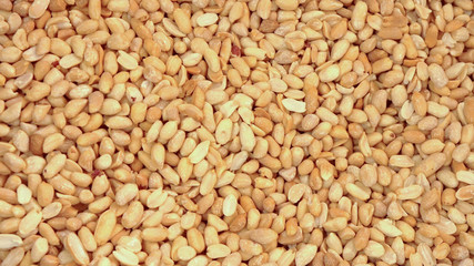 top view fried peanuts beautiful yellow color manufacturing sweets close up