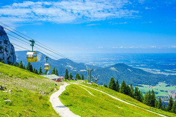 View on yellow cable car at Kampenwand in Bavaria, Germany © streetflash