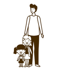 silhouette of man with children of back to school