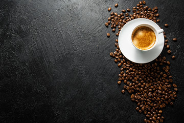 Obraz na płótnie Canvas Cup of fresh made coffee served in cup