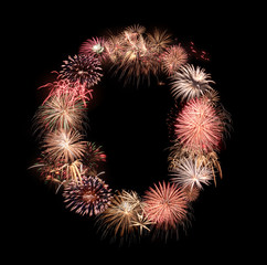 Alphabet letters from salute and fireworks