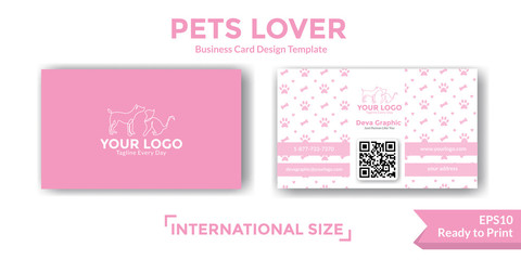 Pets lover feminine business card design template