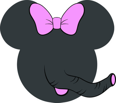 Minnie Elephant With Pink Bow Decoration For T-shirt