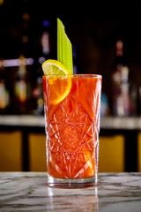 Bloody Mary, classic cocktails with vodka and tomato juice. © milanchikov