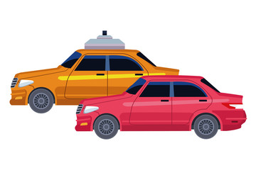 taxicab and vehicle icon cartoon