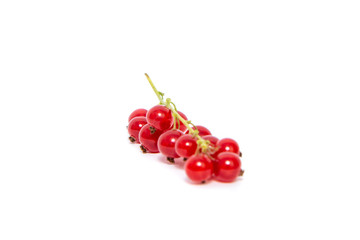 Red currant isolated on a white background. Food concept. Eating fruit, providing vitamins to the body. Leading a healthy lifestyle, eating fruits.