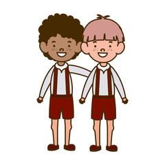 student boys standing smiling on white background