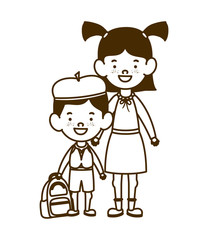 silhouette of couple of students standing on white background