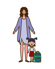 woman with daughter of back to school