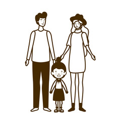 silhouette of couple of parents with children