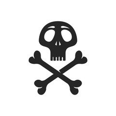 Human skull and bones icon in black and white. Vector illustration.