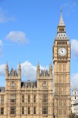 Fototapeta na wymiar London Palace of Westminster. Big Ben clock in London UK. Places in England. City of Westminster, London.