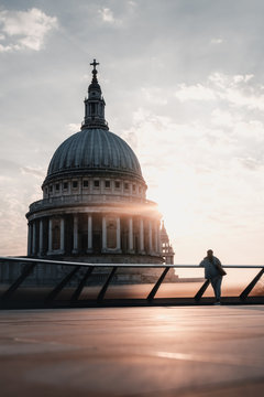 Silhouette In Front Of St Pauls Cathedral London Sunset