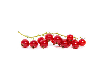 Red currant isolated on a white background. Food concept. Eating fruit, providing vitamins to the body. Leading a healthy lifestyle, eating fruits.