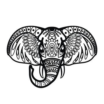 The head of an elephant with patterns
