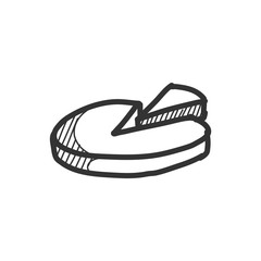 Pie chart icon in sketch style. Business symbol. Hand drawn vector illustration.