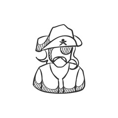 Pirate icon in sketches. Hand drawn vector illustration.