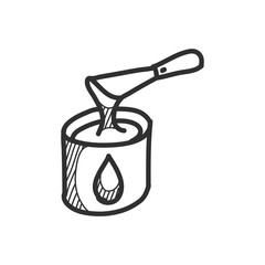 Paint bucket icon in sketch style. Hand drawn vector illustration.