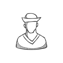 Sailor icon in sketch style. Hand drawn vector illustration.