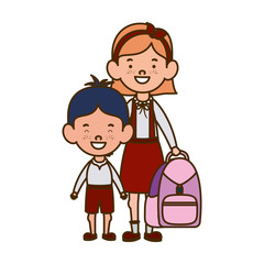 couple students standing smiling on white background