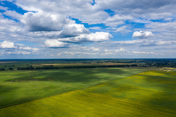 Fototapeta premium Aerial photograph area on agriculture and village