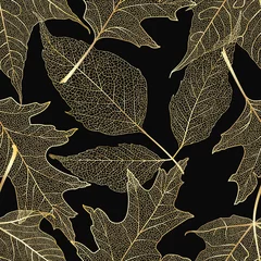 Behang Naadloos patroon met bladeren. Vector illustratie. © helenagl