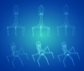 3d model of a bacteriophage, an artificial microorganism for the treatment of deadly diseases. future of medicine
