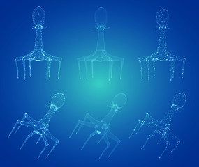 3d model of a bacteriophage, an artificial microorganism for the treatment of deadly diseases. future of medicine