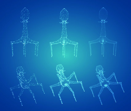 3d model of a bacteriophage, an artificial microorganism for the treatment of deadly diseases. future of medicine