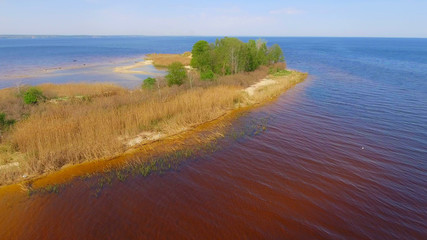 Wild island in the sea, aerial photography 4k video