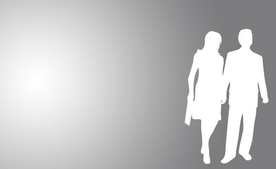 white couple silhouette isolate on grey silver background with copy space advice concept - 277439728