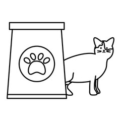 cute cat mascot with food paper bag